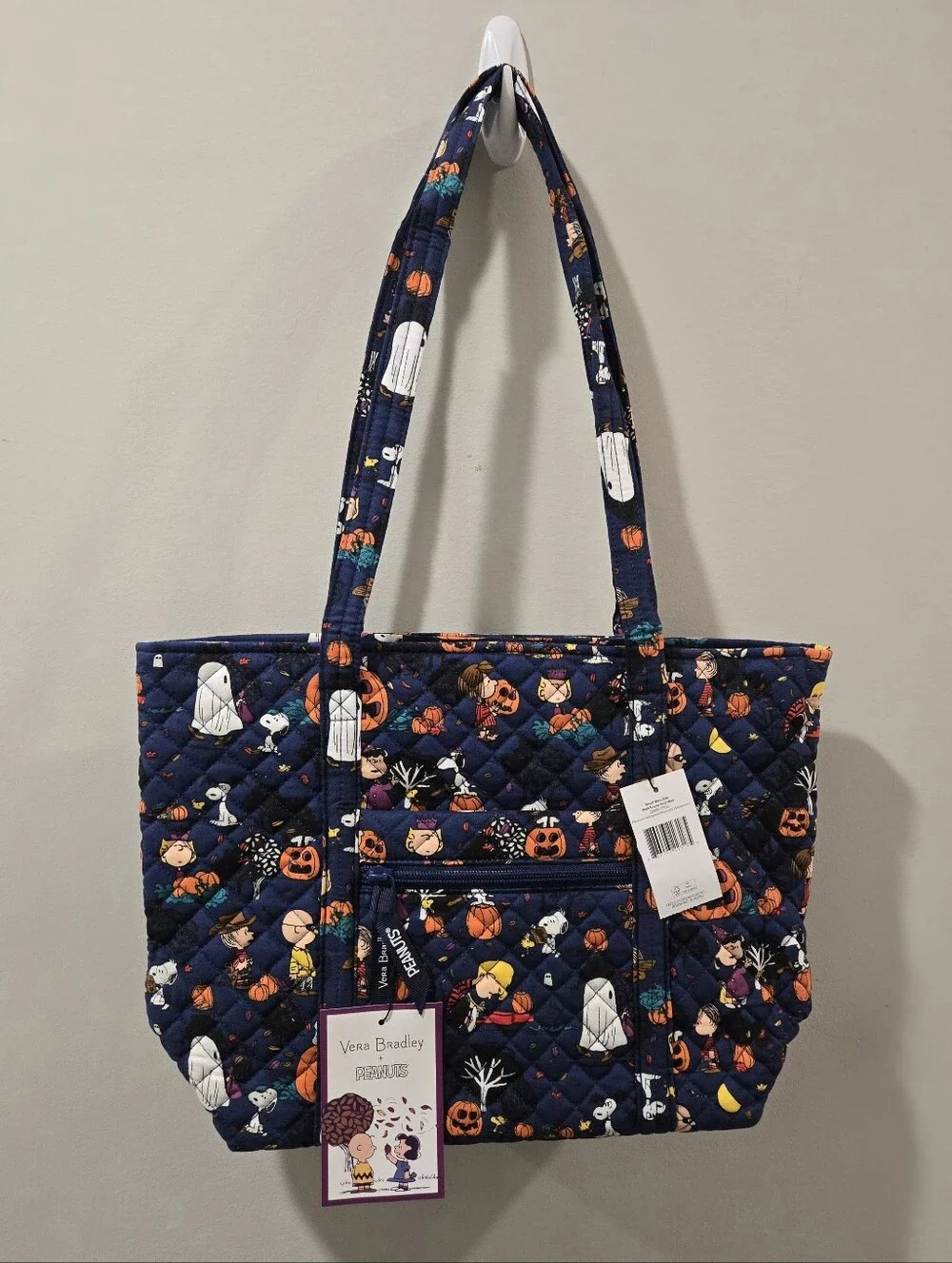 Vera Bradley Navy Peanuts Halloween Quilted Tote - Picture 1 of 4